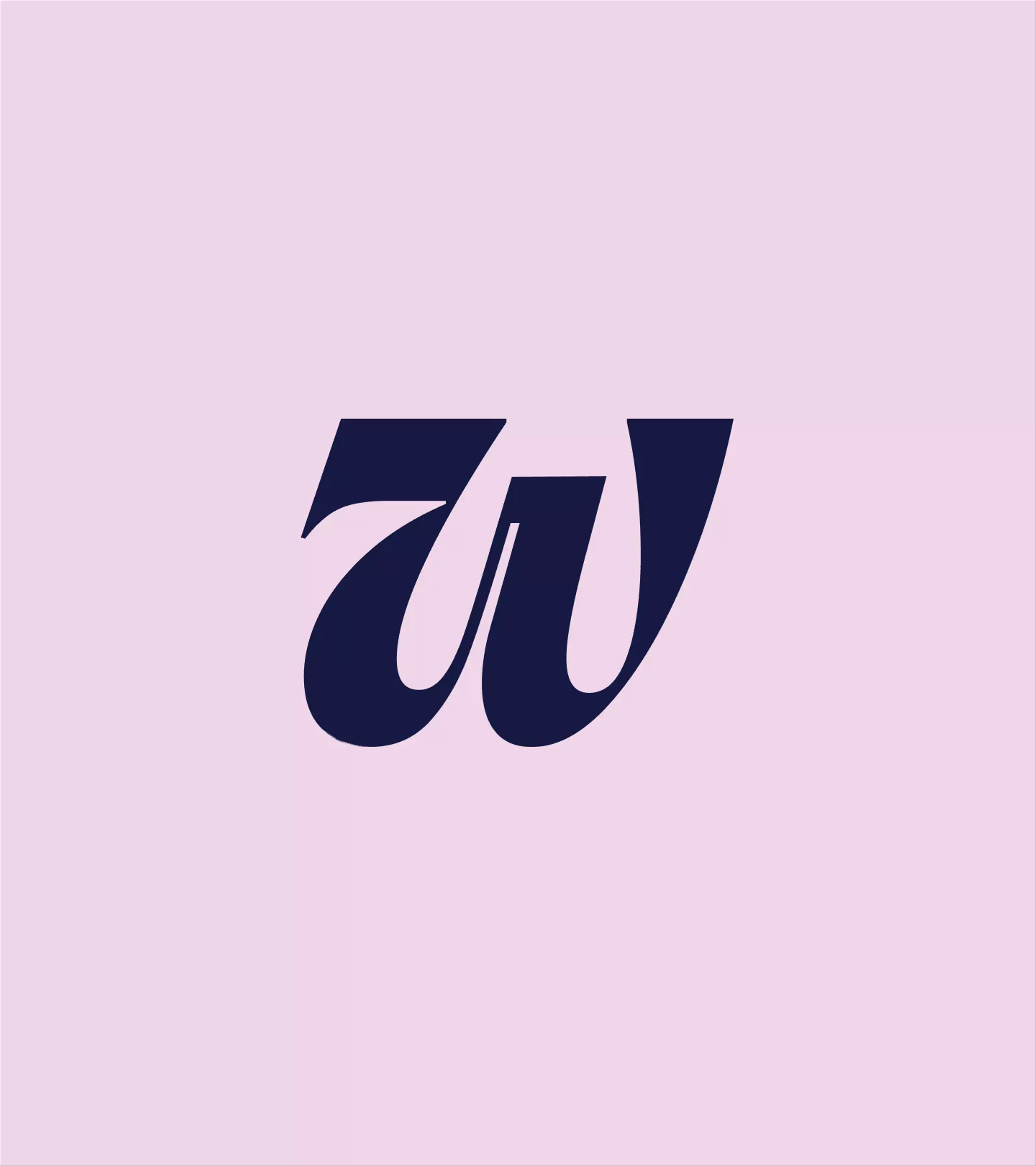 A gif showing the logomark in the color darkblue on a pink background