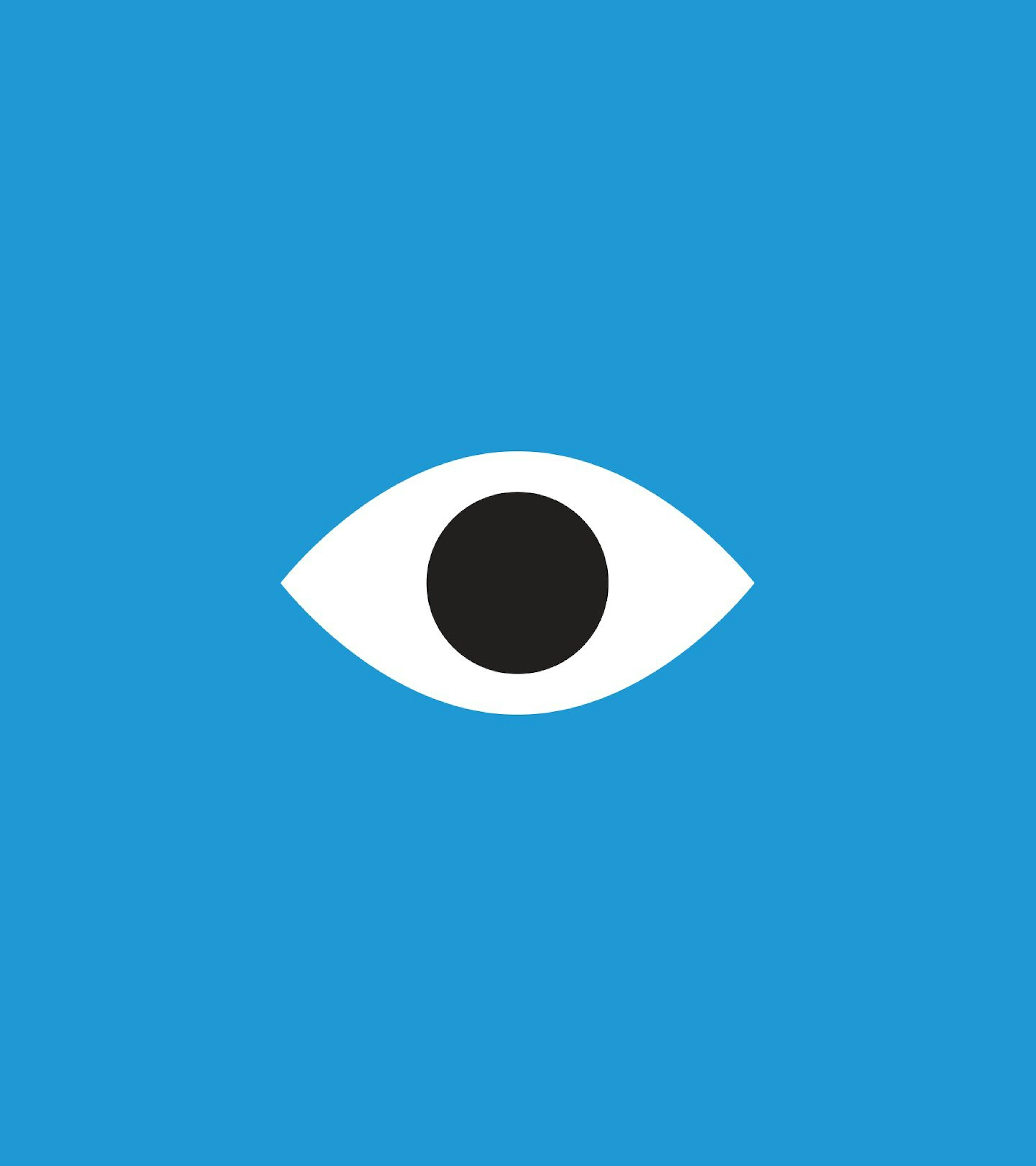 An abstract illustration of an eye on a blue background