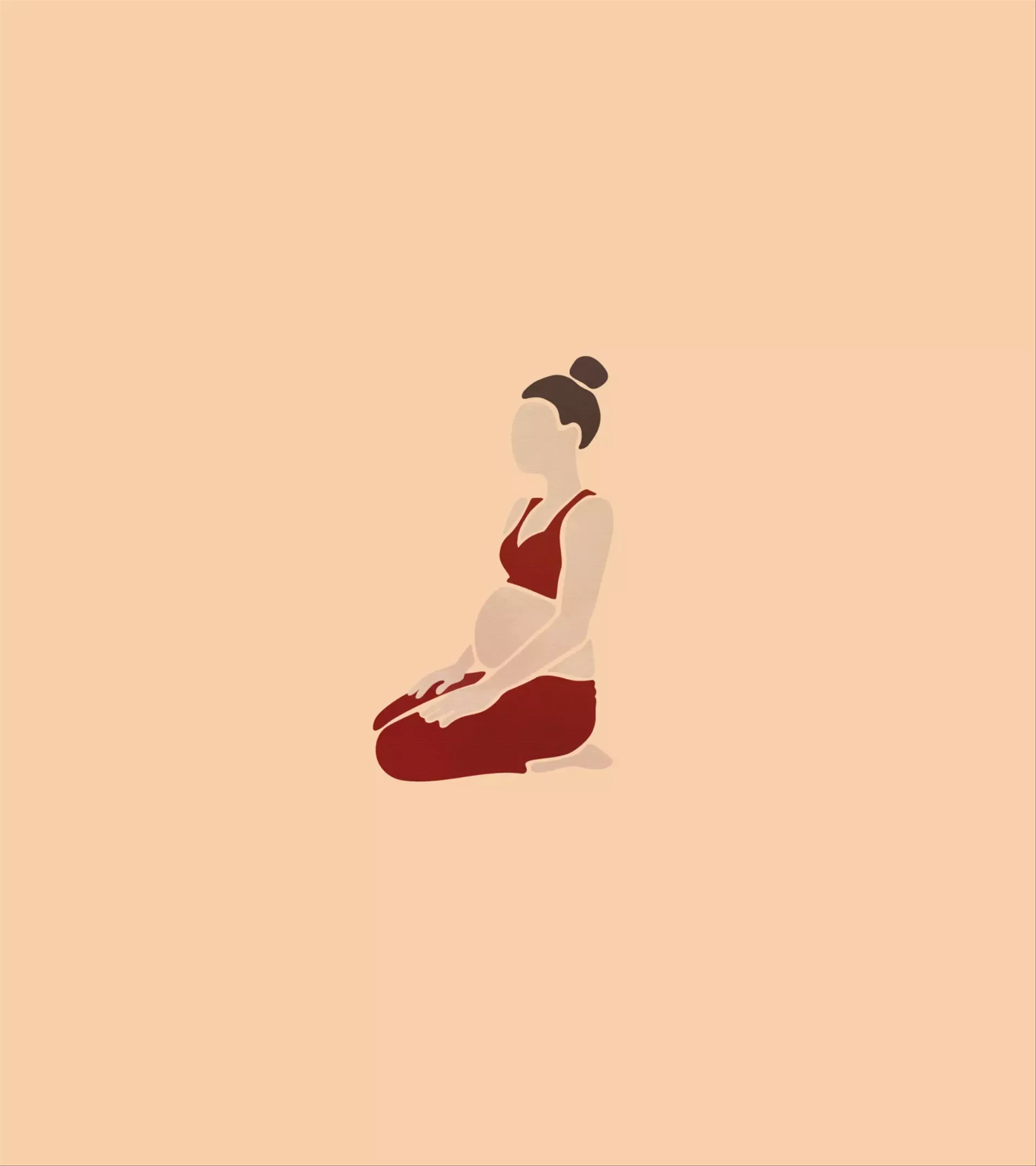 An illustration of a yoga pose in which the woman sits on her knee with her hands on her legs