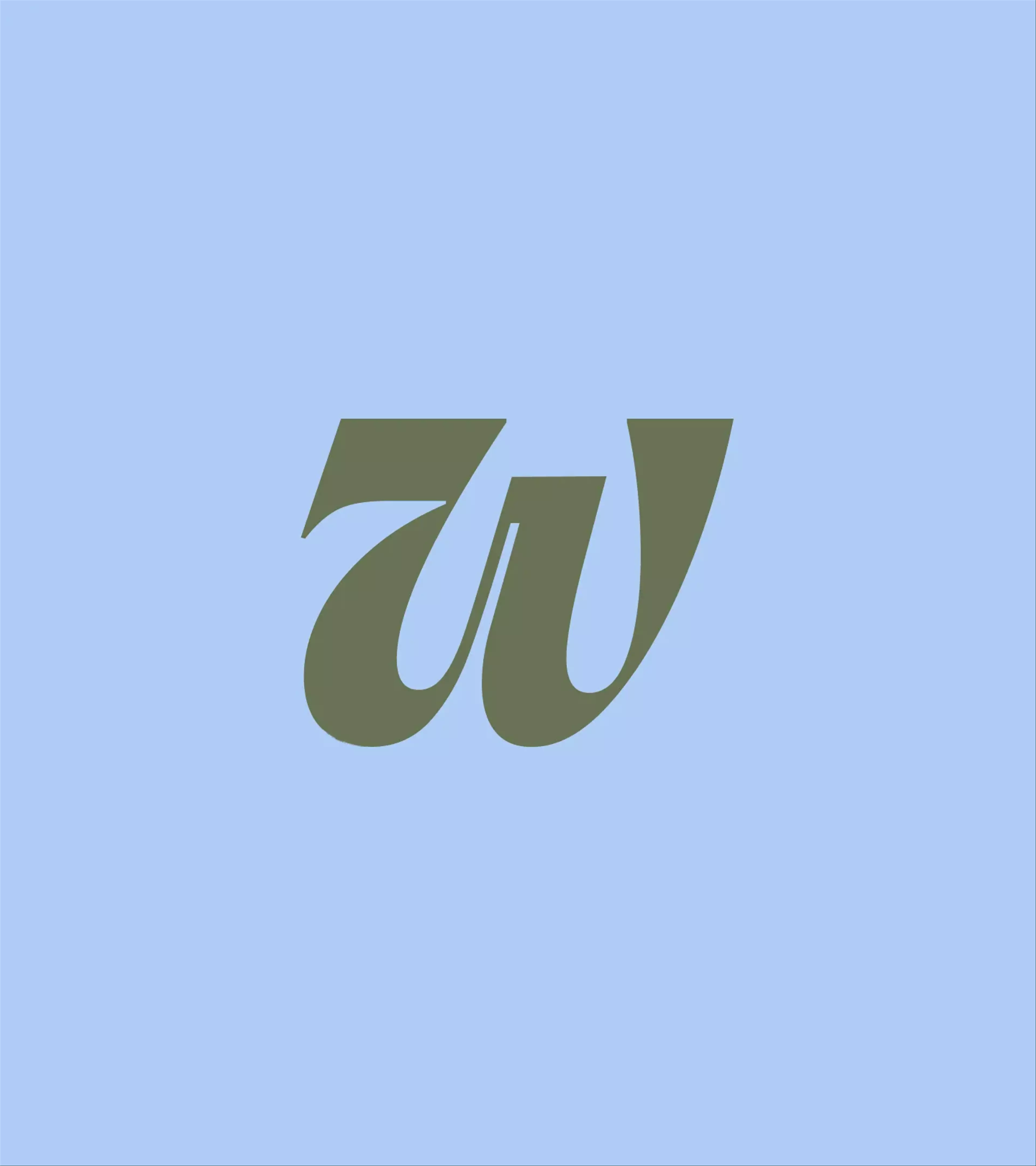 A gif showing the logomark in the color blue on a green background