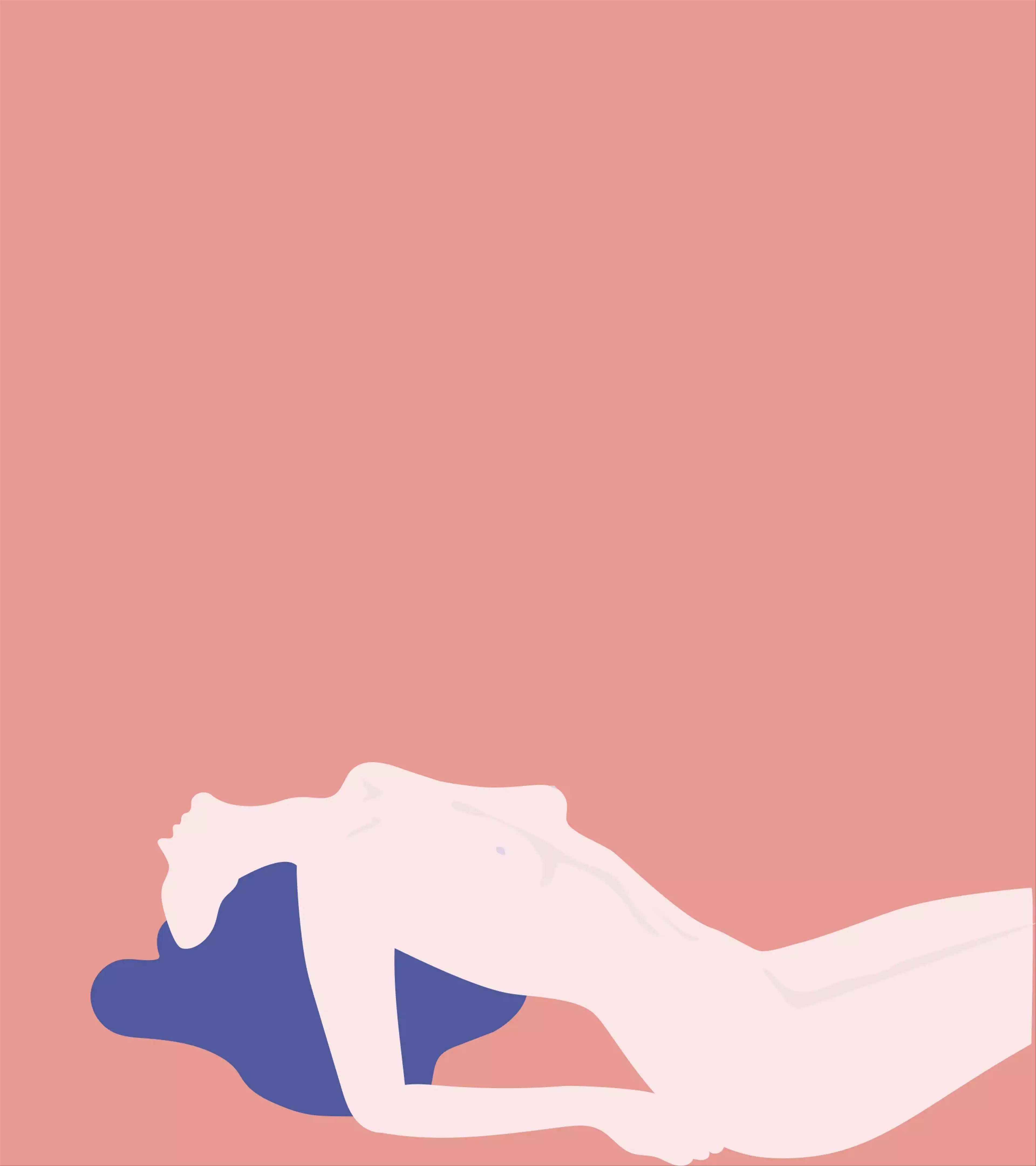 An illustration of an illustrative set where where a woman lies on her back on the ground