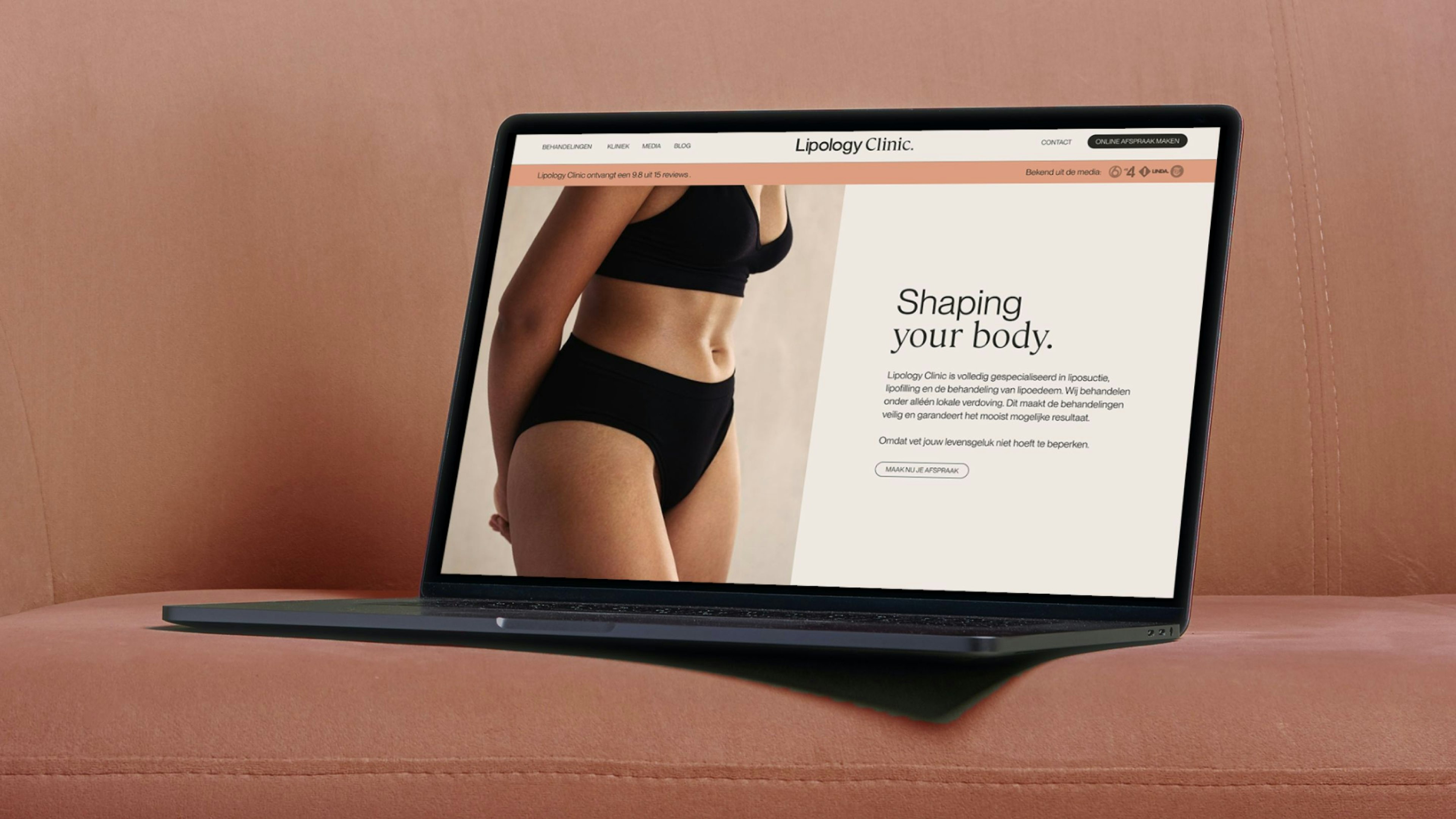 An impression of a laptop where the new Lipology website is displayed.