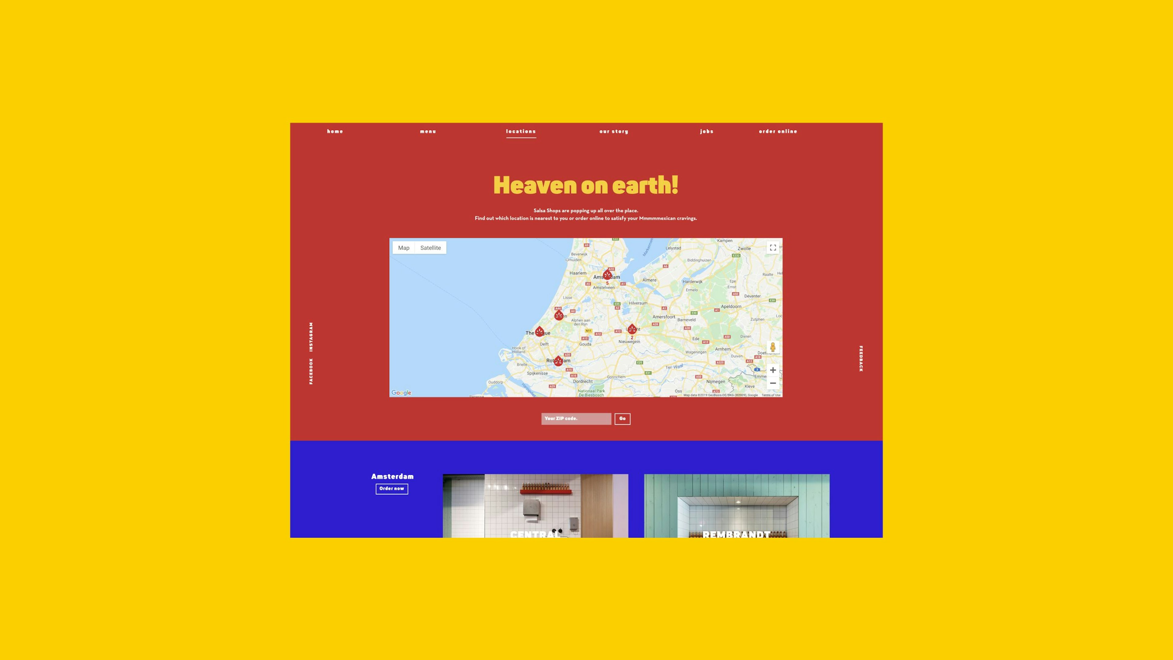 A gif of the career page on a yellow background