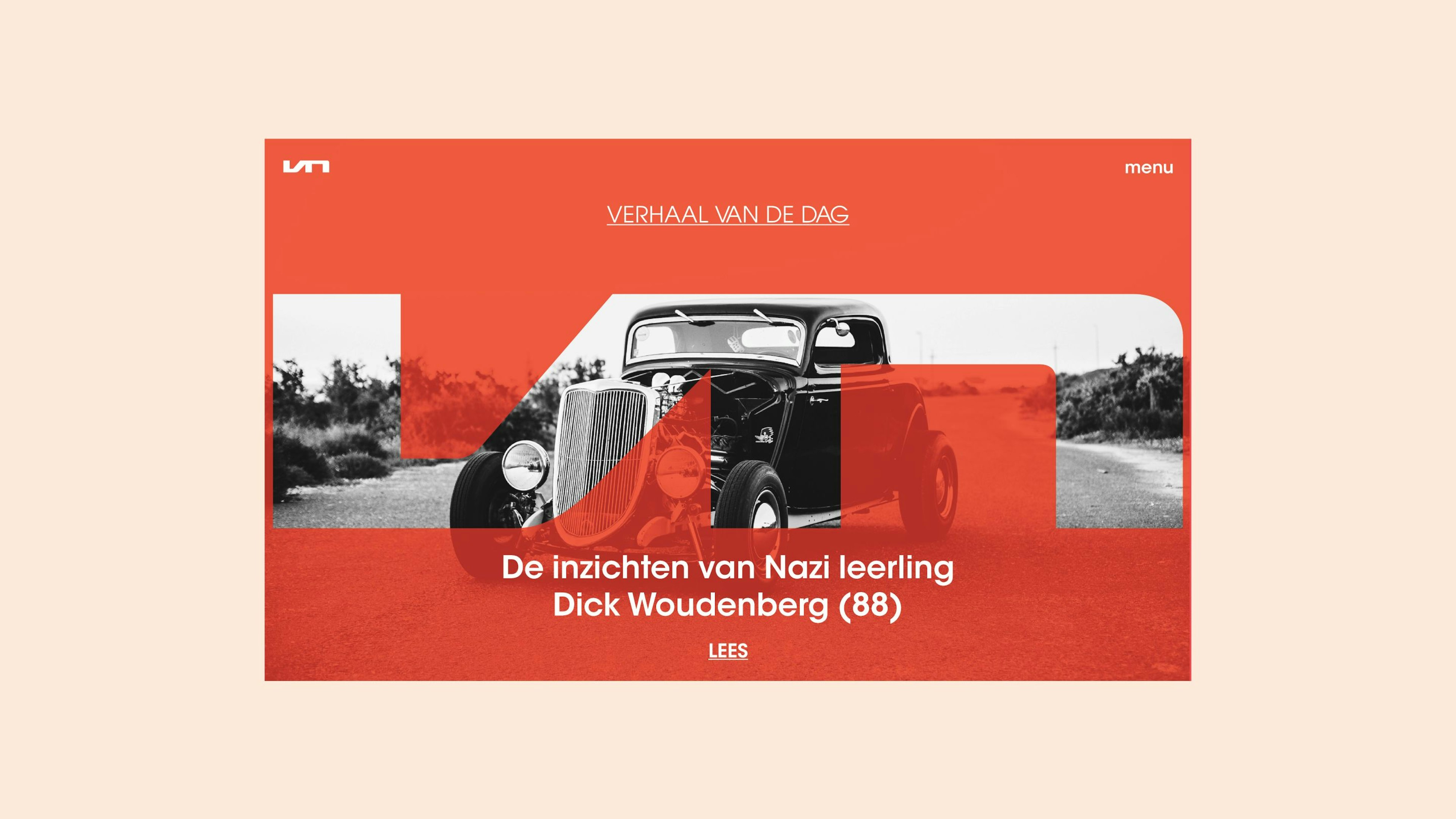 A gif showing an image of an old car with a black and white filter on a beige background