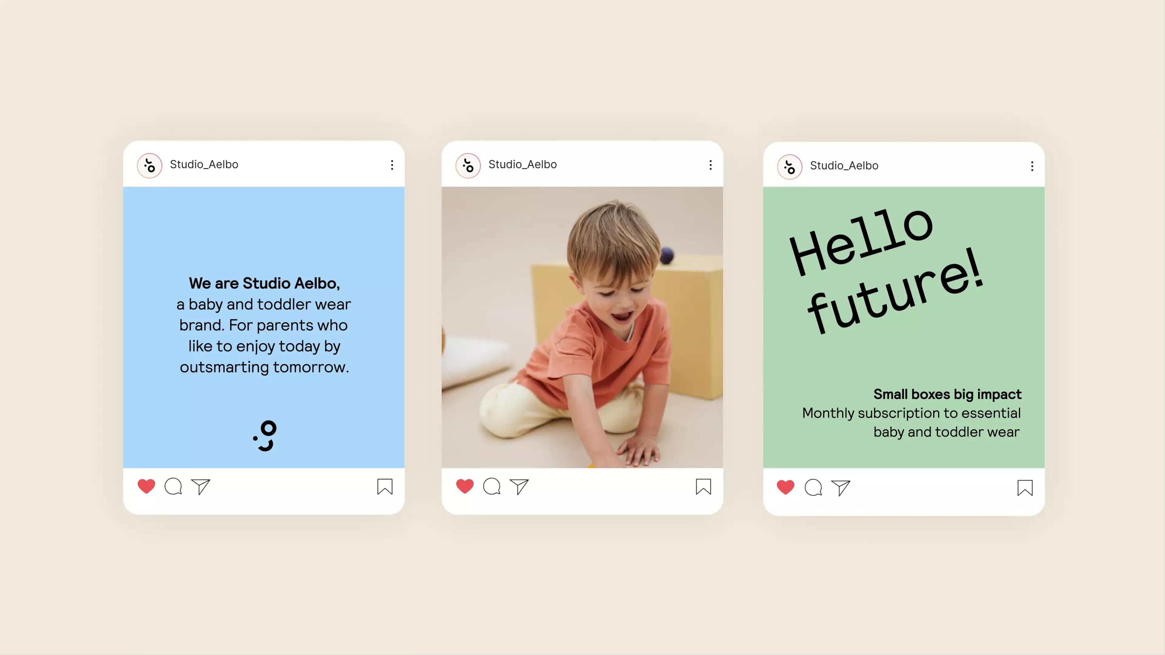 A horizontal overview of three social media templates