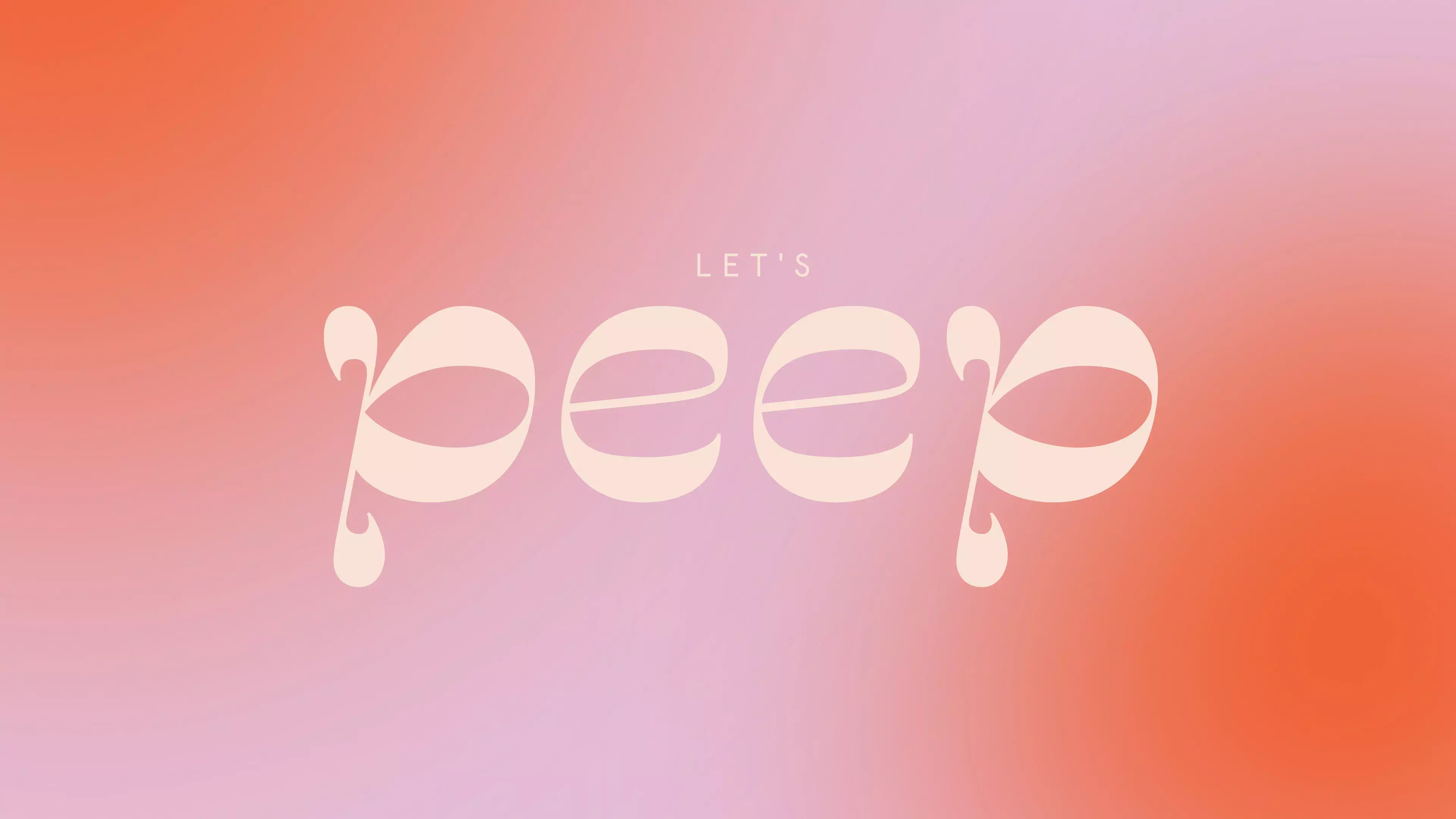 The logo of Let's Peep with a pink and orange gradient in the background